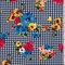 Navy Multi Mini Check Floral Double Brushed Jersey Knit Fabric By the Yard